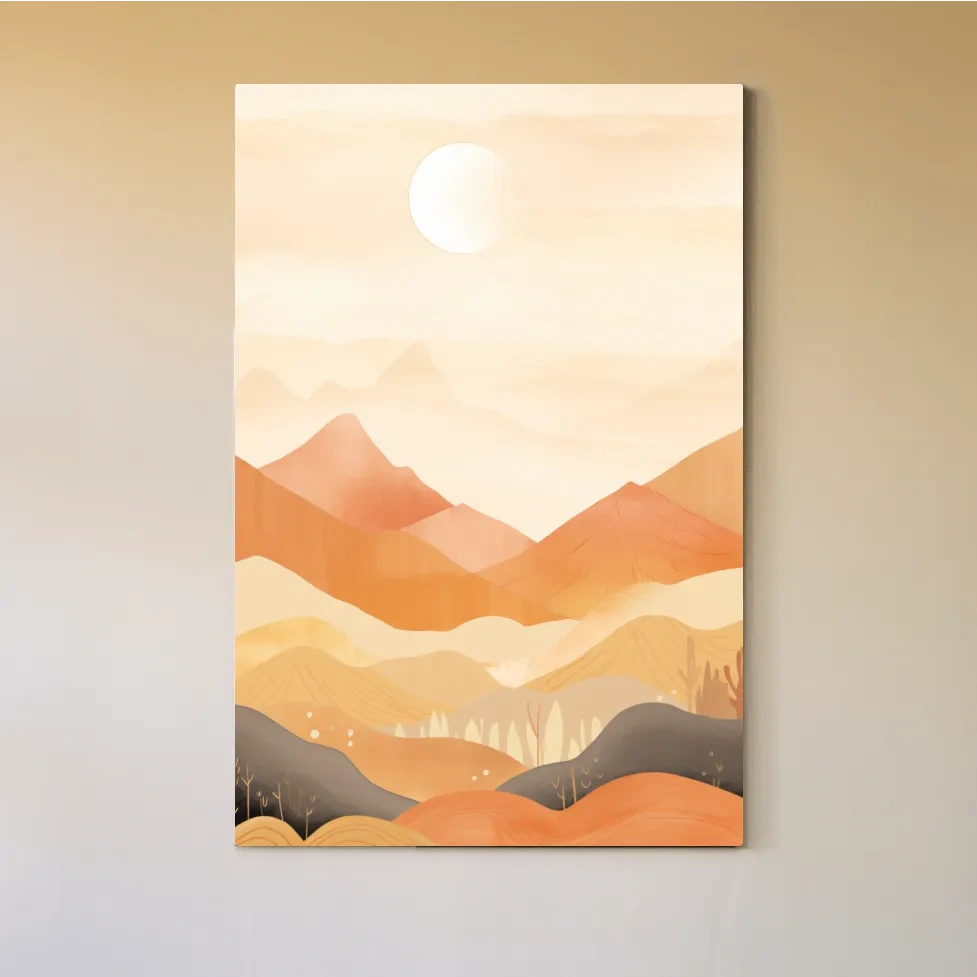 Watercolour illustration of subtle mountain shapes in the mist