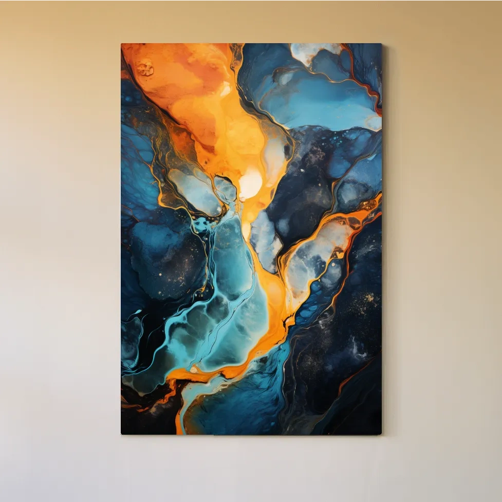 Vibrant Fluid River Abstract Painting - Alcohol Ink Style Wall Art