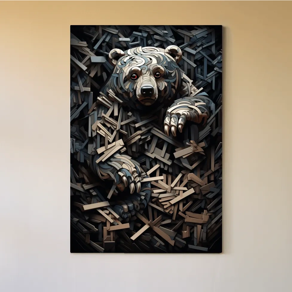 MC Escher style deconstructed hidden bear art