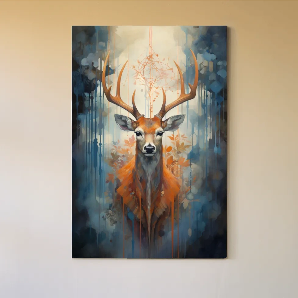 Abstract painting of a majestic deer head
