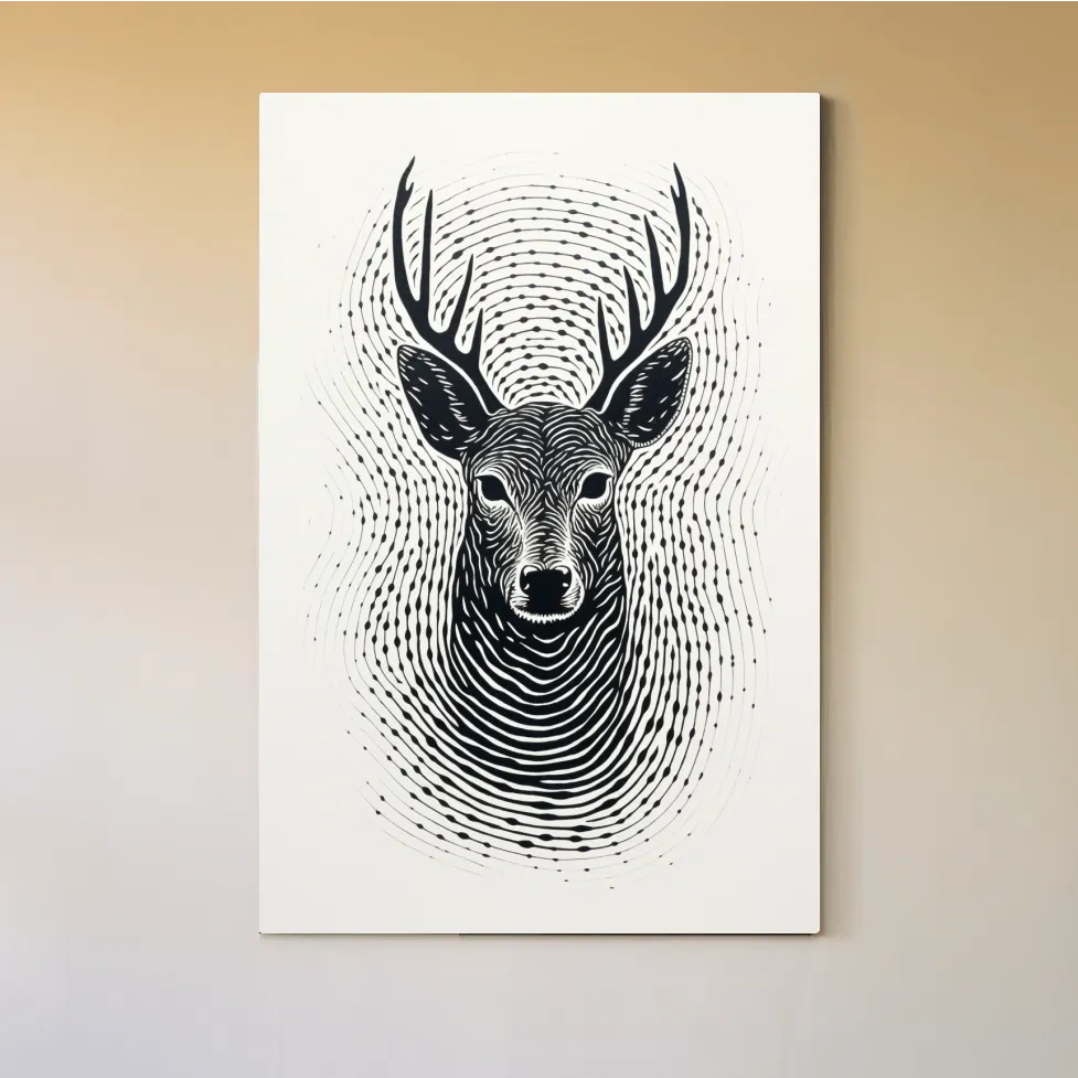 Abstract fingerprint swirling art drawing of a deer head