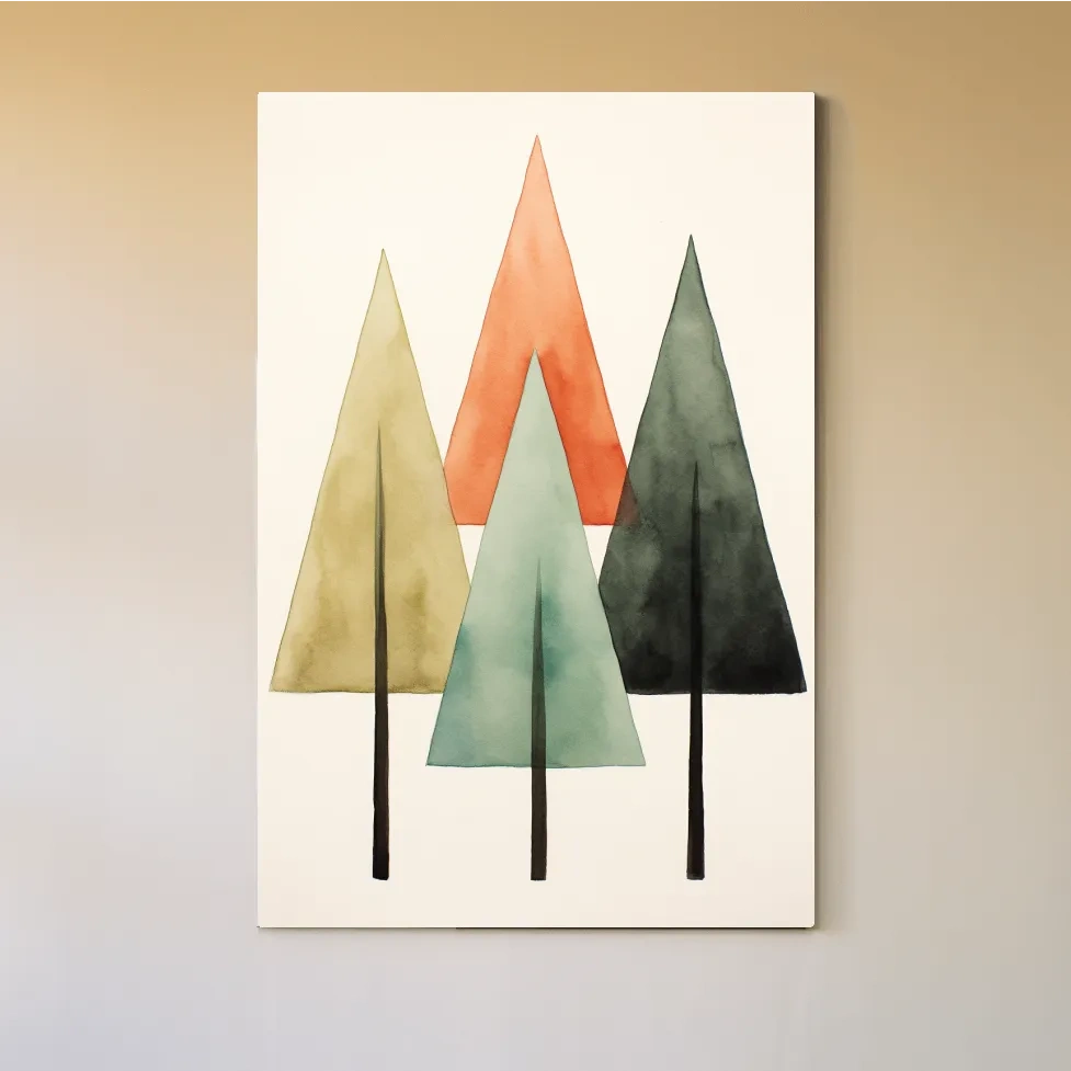Minimalist Watercolor Pine Tree Trio - Scandinavian Forest Wall Art