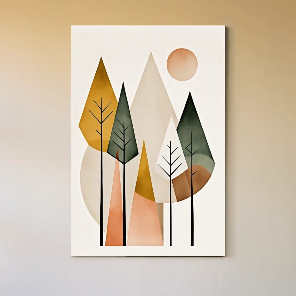 Bohemian mountains and trees, rustic art print