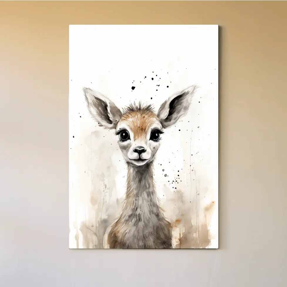 Watercolour illustration of a deer fawn