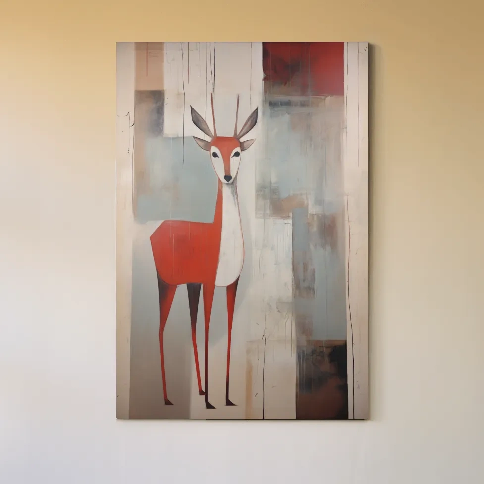 Rustic expressionist painting of a deer