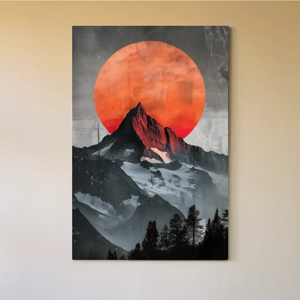 Surreal mountain glacier sunset artwork