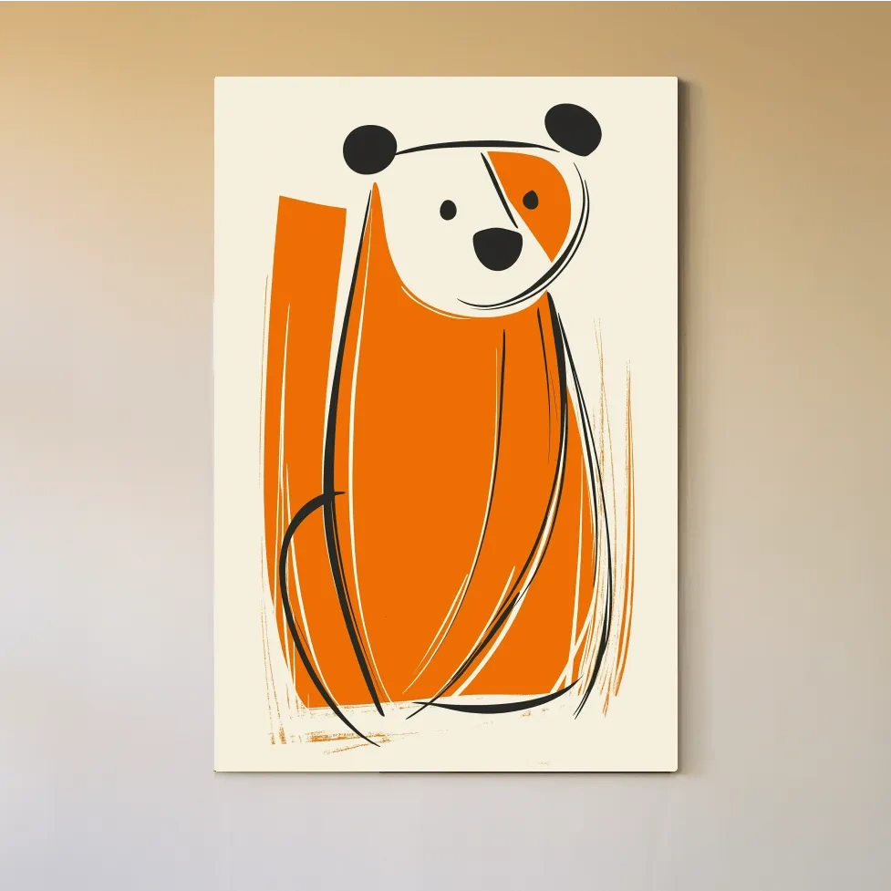 Caricature wall art illustration print of a curious cartoon bear