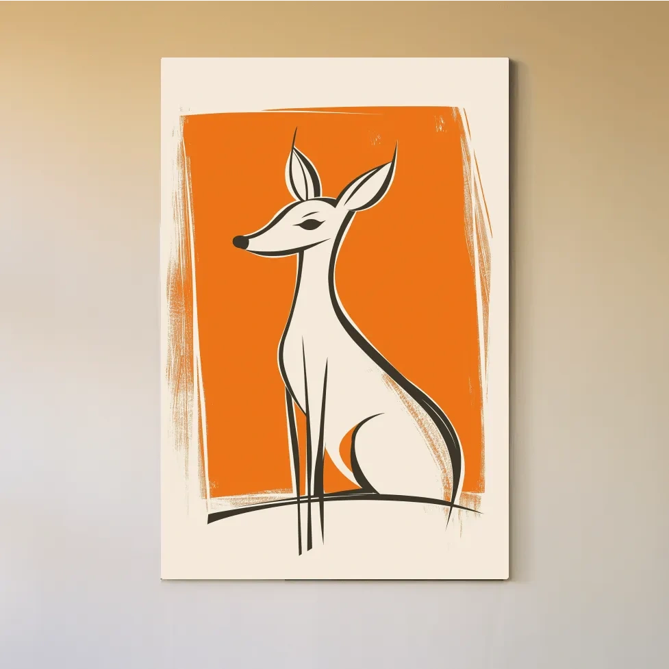 Fun caricature wall art print of a cartoon deer