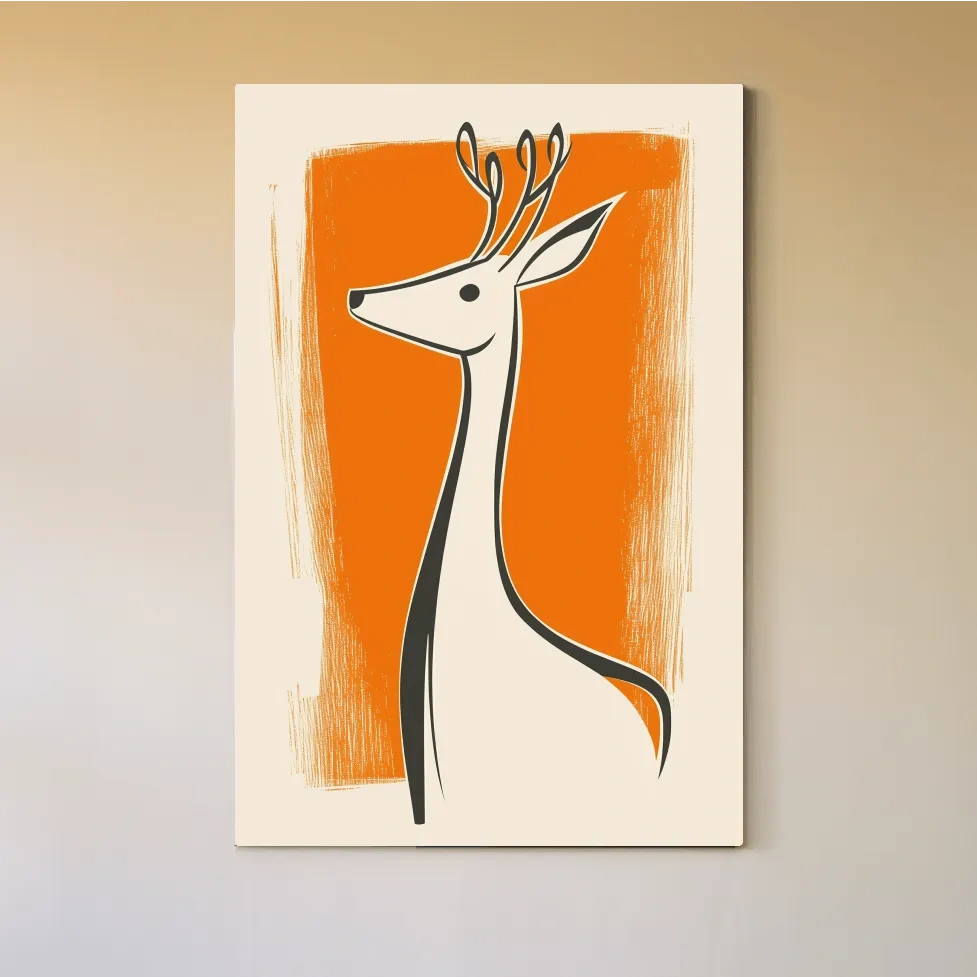 Minimalist Deer Caricature Illustration - Modern Wildlife Wall Art