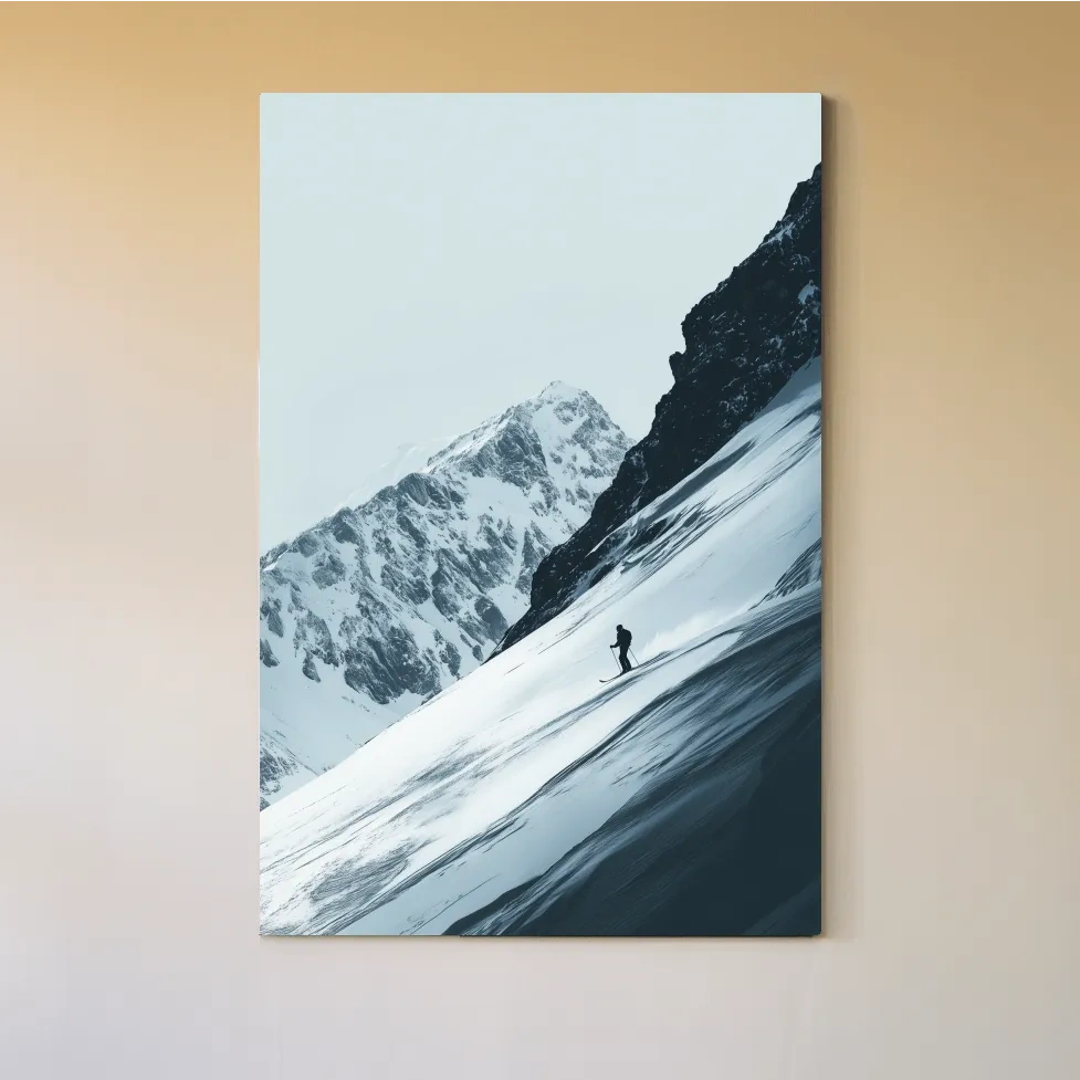 Snowy Alpine Skier Artwork - Minimalist Ski Wall Art