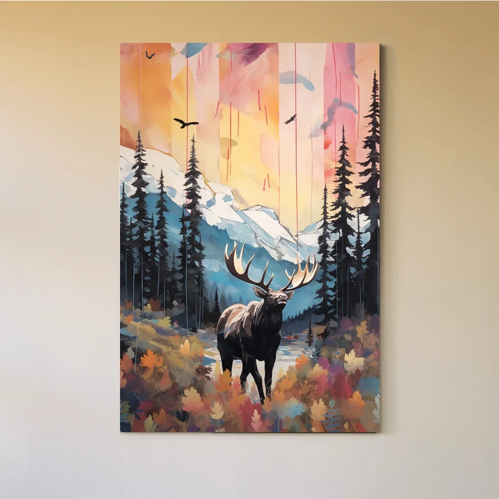 Abstract painting of a majestic moose