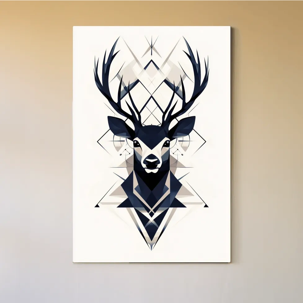 Deer head illustration print, ornate tribal style wall art