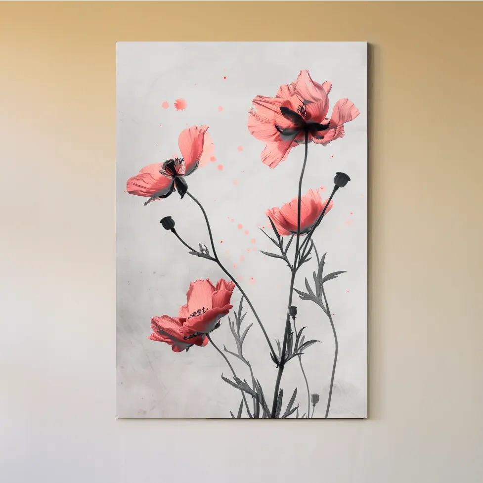 Poppy Flowers Watercolor Illustration - Minimalist Botanical Wall Art