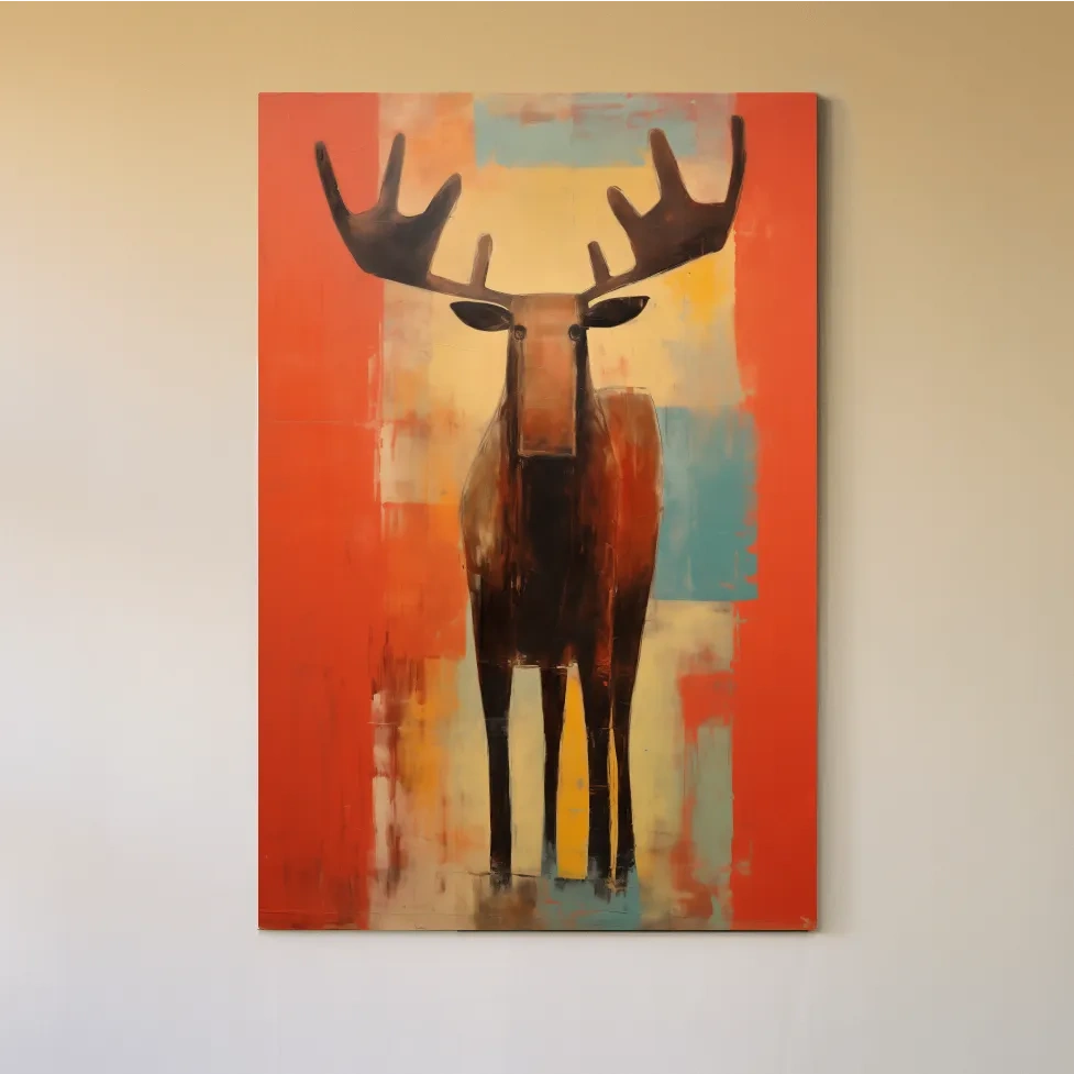 Expressionist style painting of a moose, abstract artwork