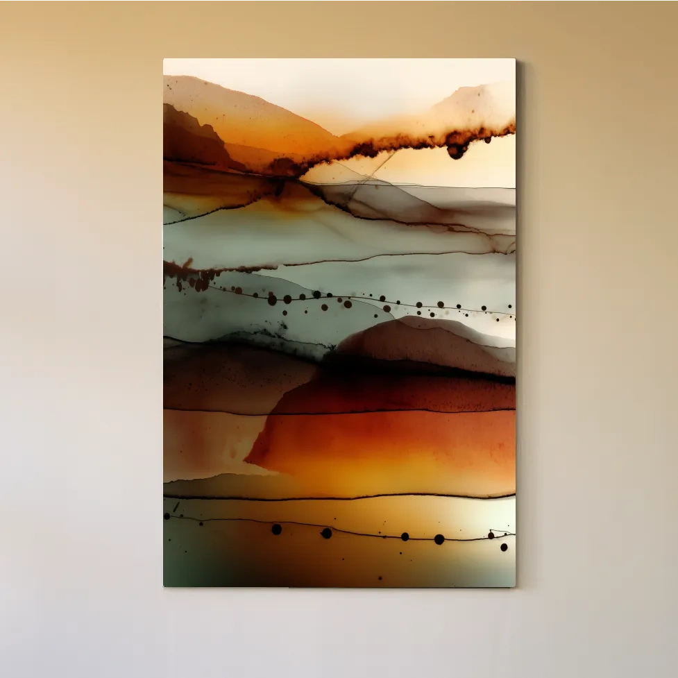 Moody Abstract Mountain Horizon Watercolor - Modern Landscape Wall Art