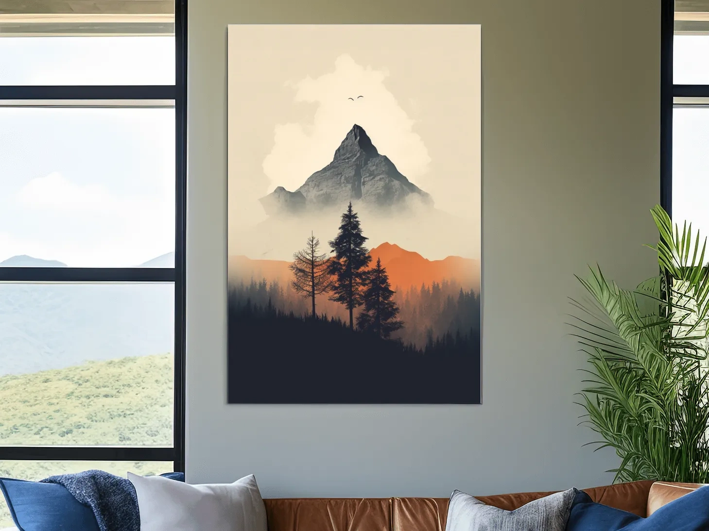 Minimal rustic mountain art
