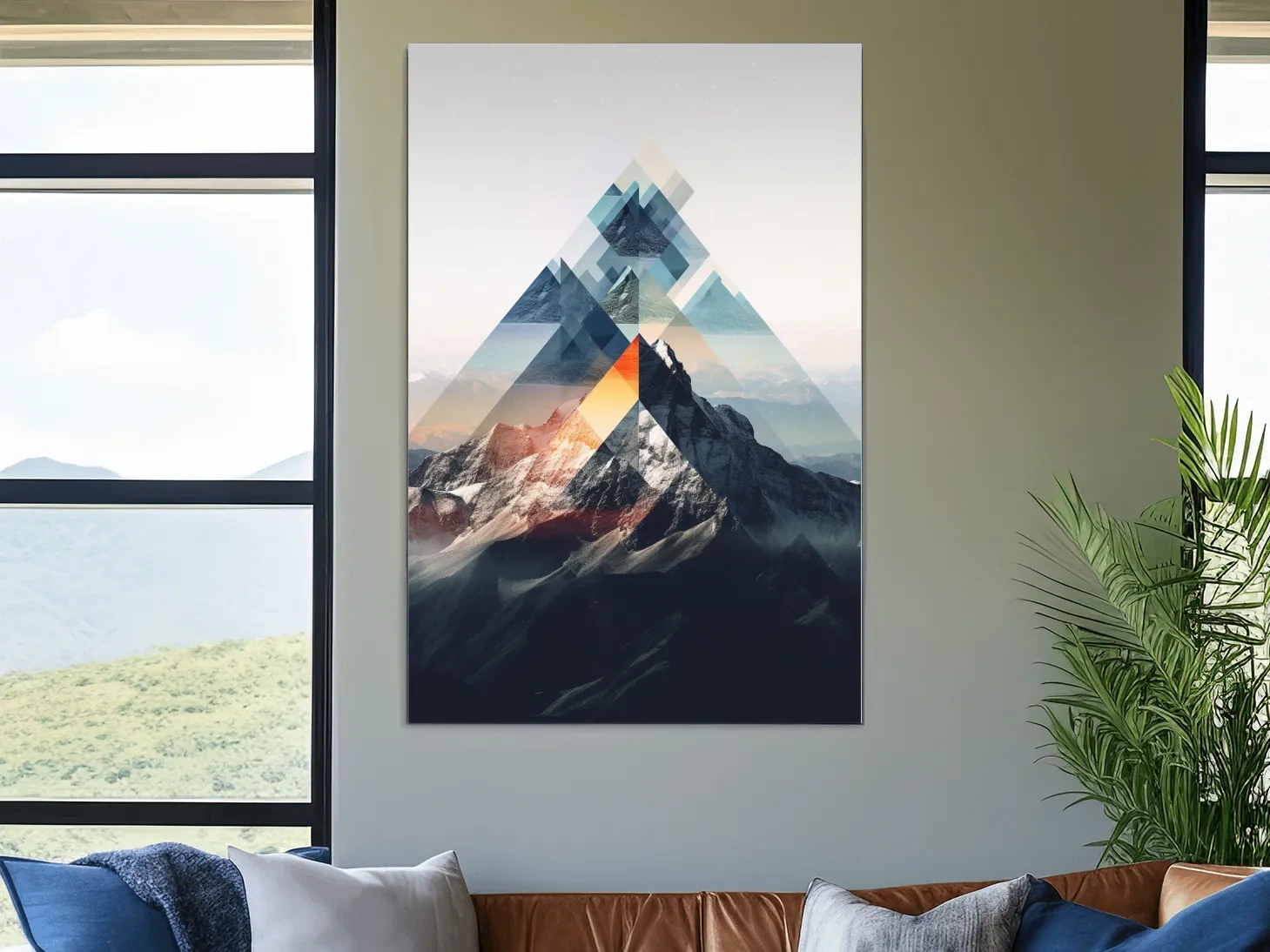 Geometric Abstract Mountain Peak Collage - Minimalist Landscape Artwork