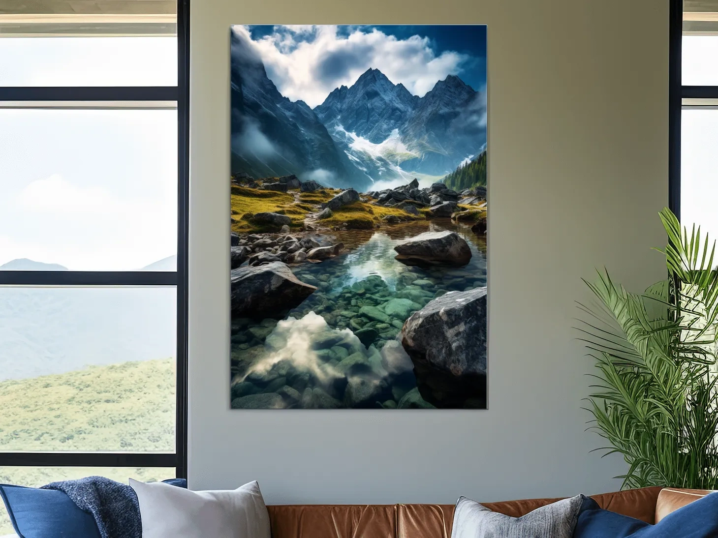 Moody Alpine Mountain Lake Reflection - Dramatic Landscape Photography Wall Art