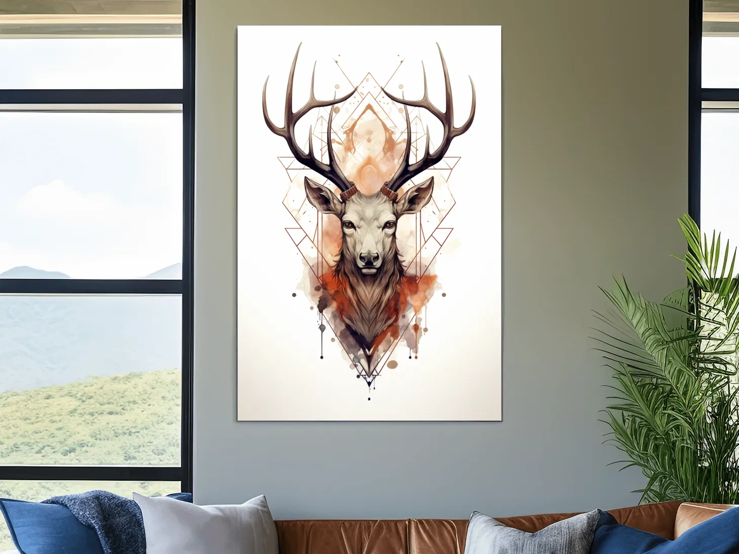 Ornate patterned illustration of a deers head