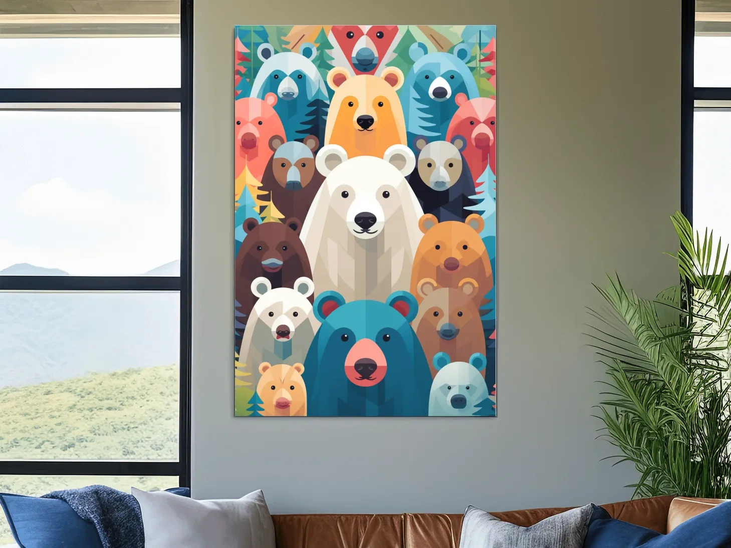 Colorful Bear Family Collage - Childrens Nursery Wildlife Wall Art