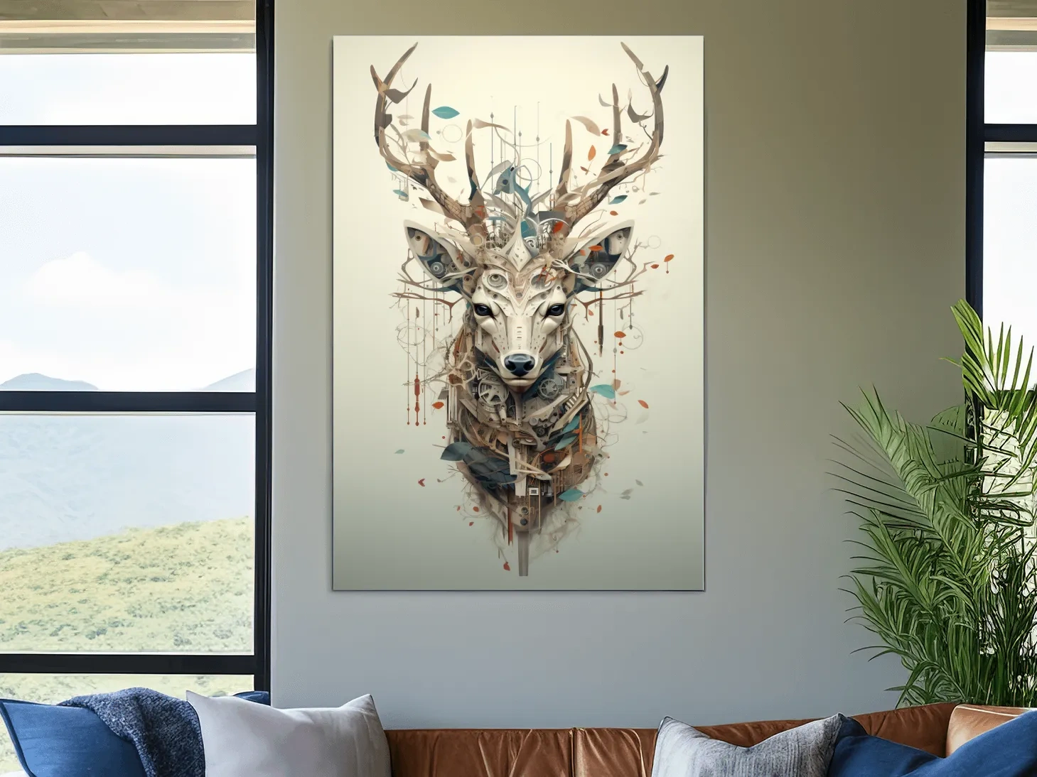 MC Escher style deer head collage art