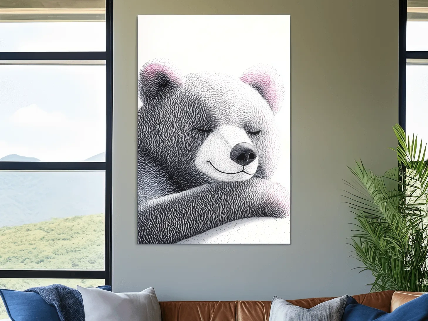 Cute Teddy Bear Illustration - Minimalist Nursery Animal Wall Art