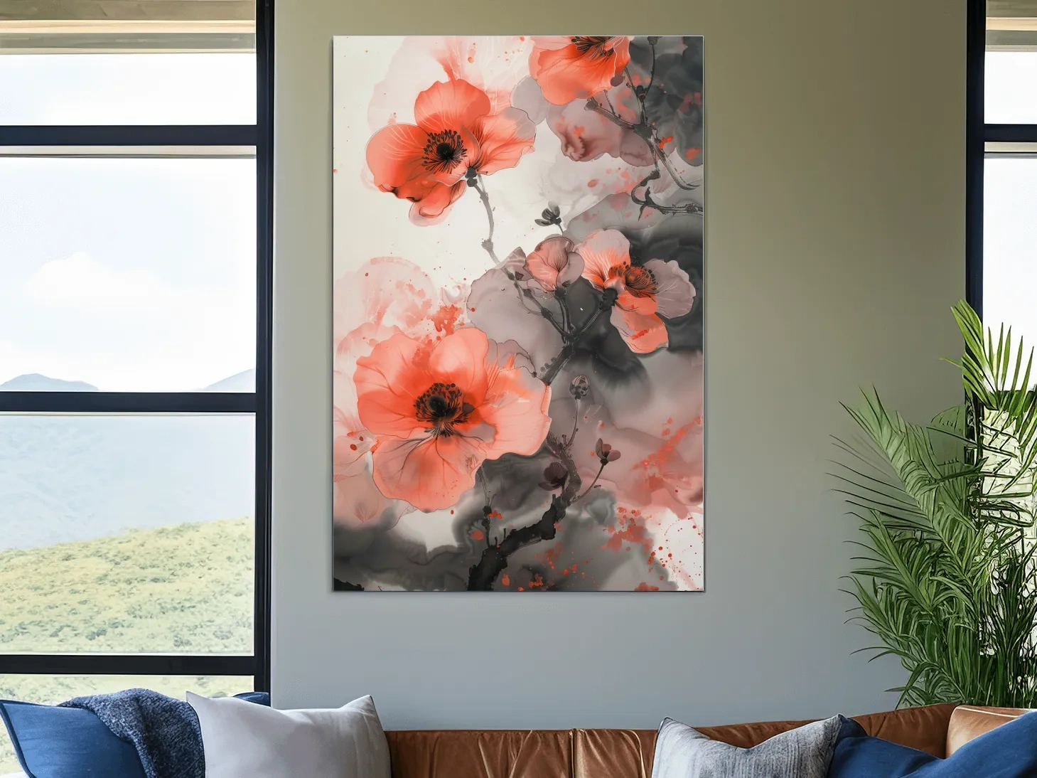 Watercolor flower painting, floral wall art