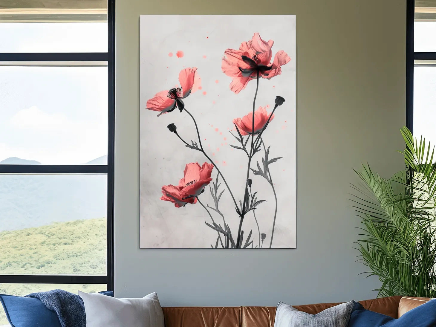 Poppy Flowers Watercolor Illustration - Minimalist Botanical Wall Art