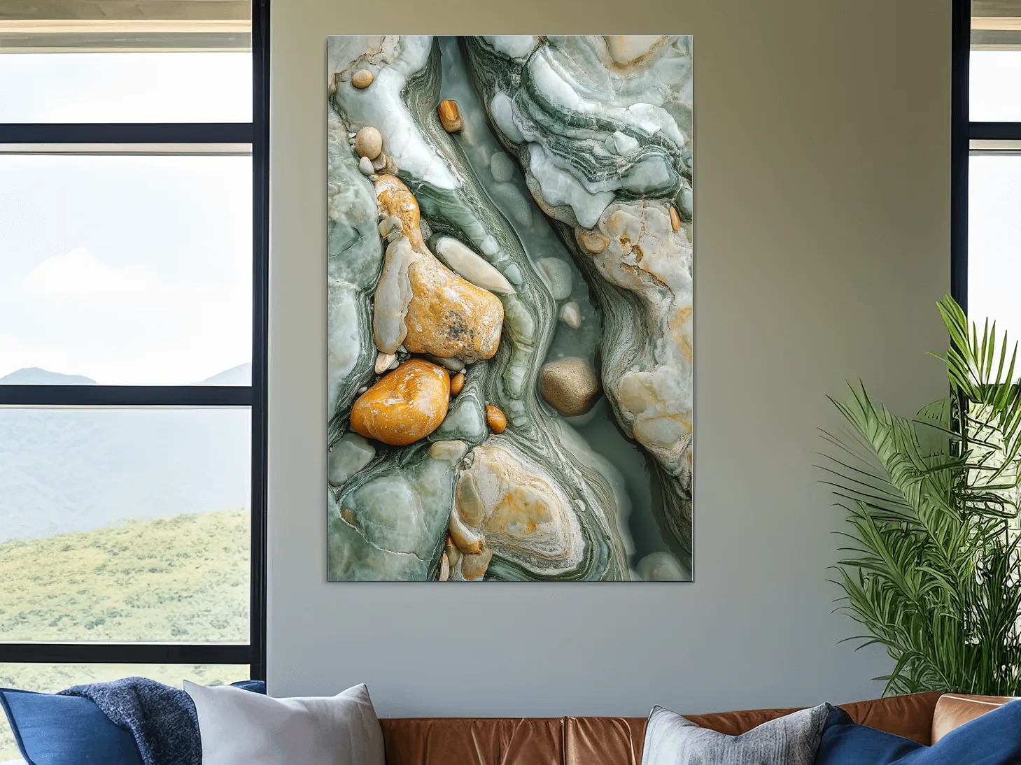 Abstract Agate Stone Riverbed Texture - Marble Geological Wall Art