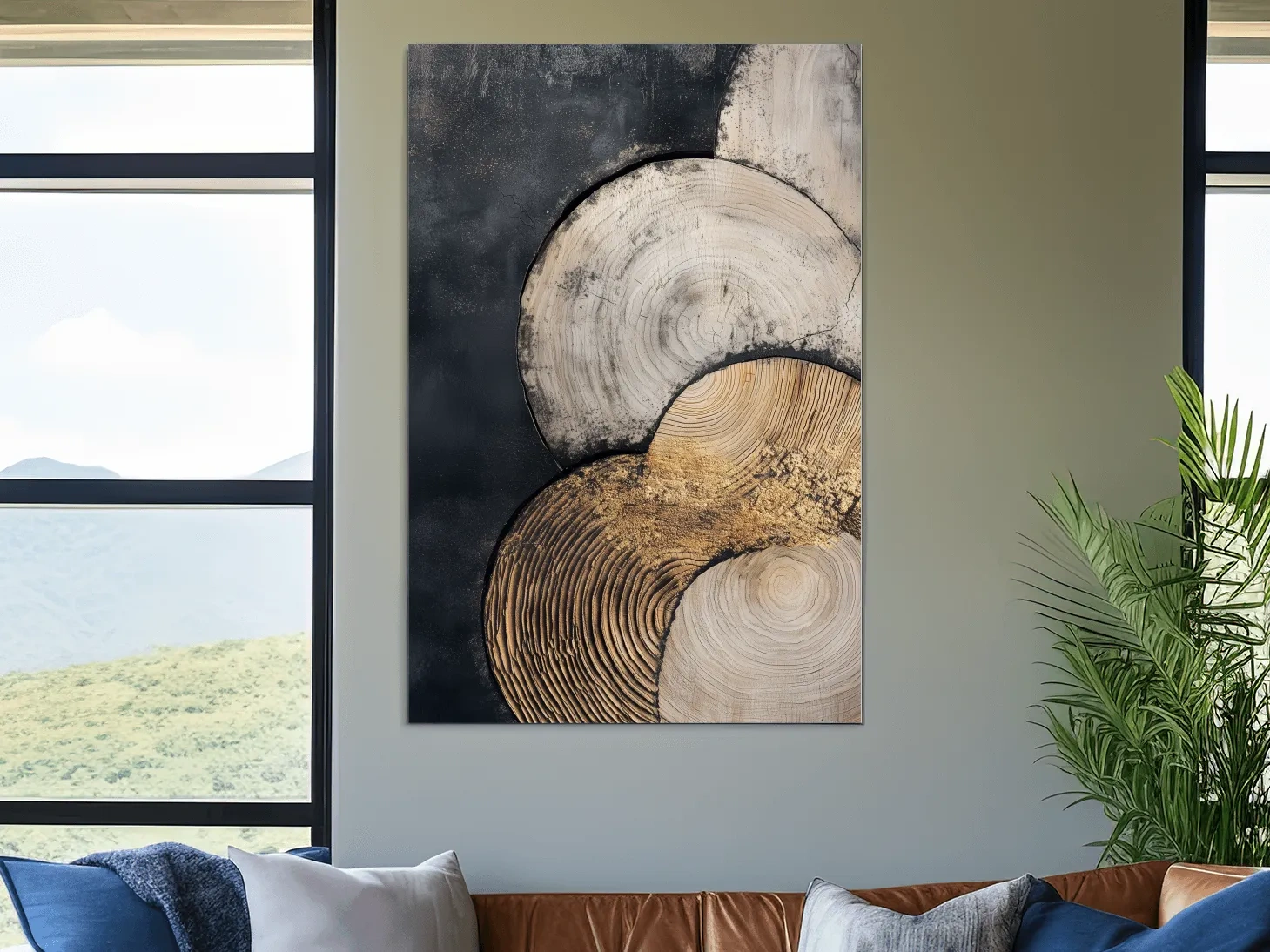 Abstract Wood Grain Texture Circles - Modern Geometric Wall Art