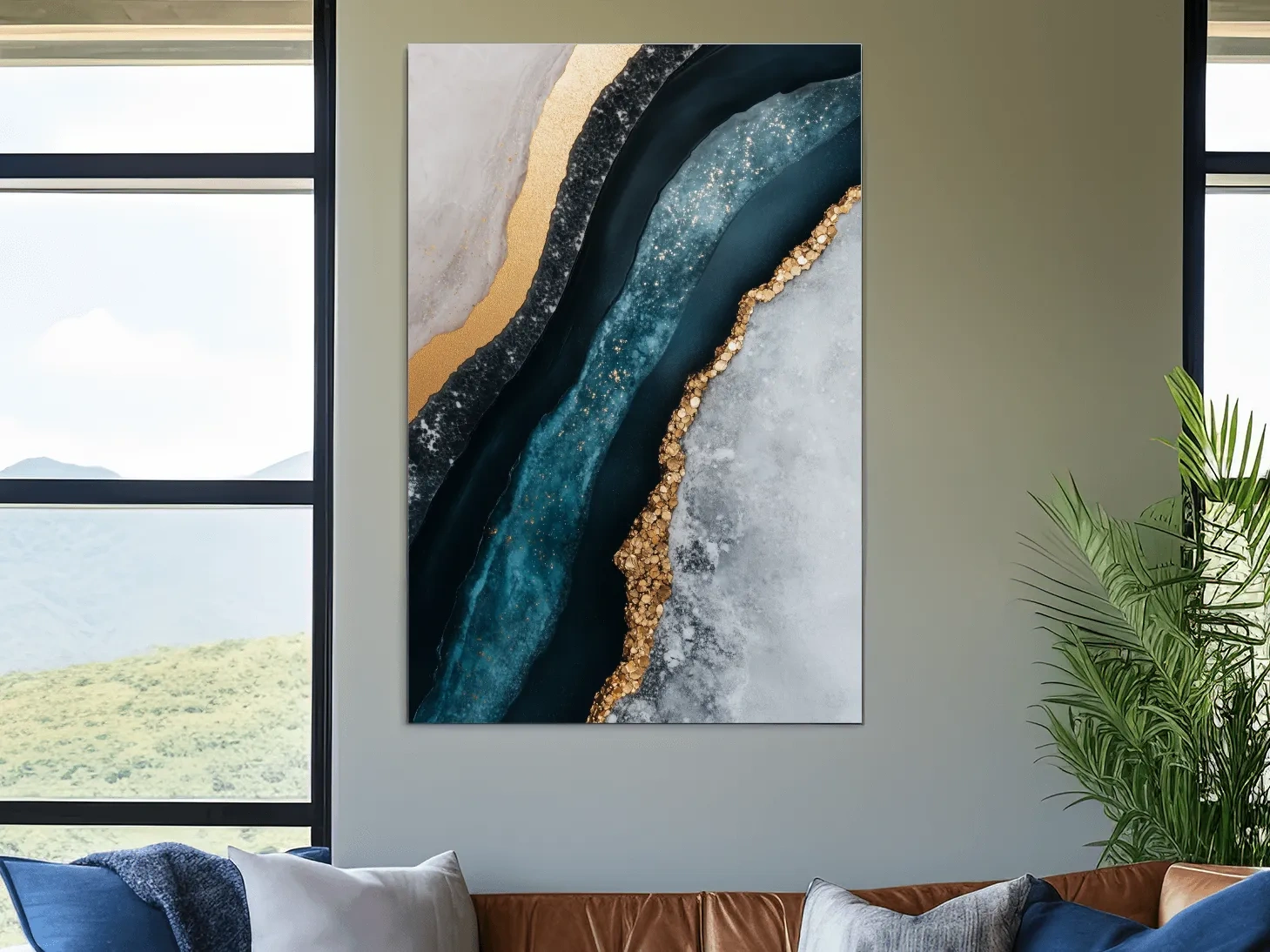 Elegant Gold Natural Geode Abstract - Modern Resin Style Wall Art