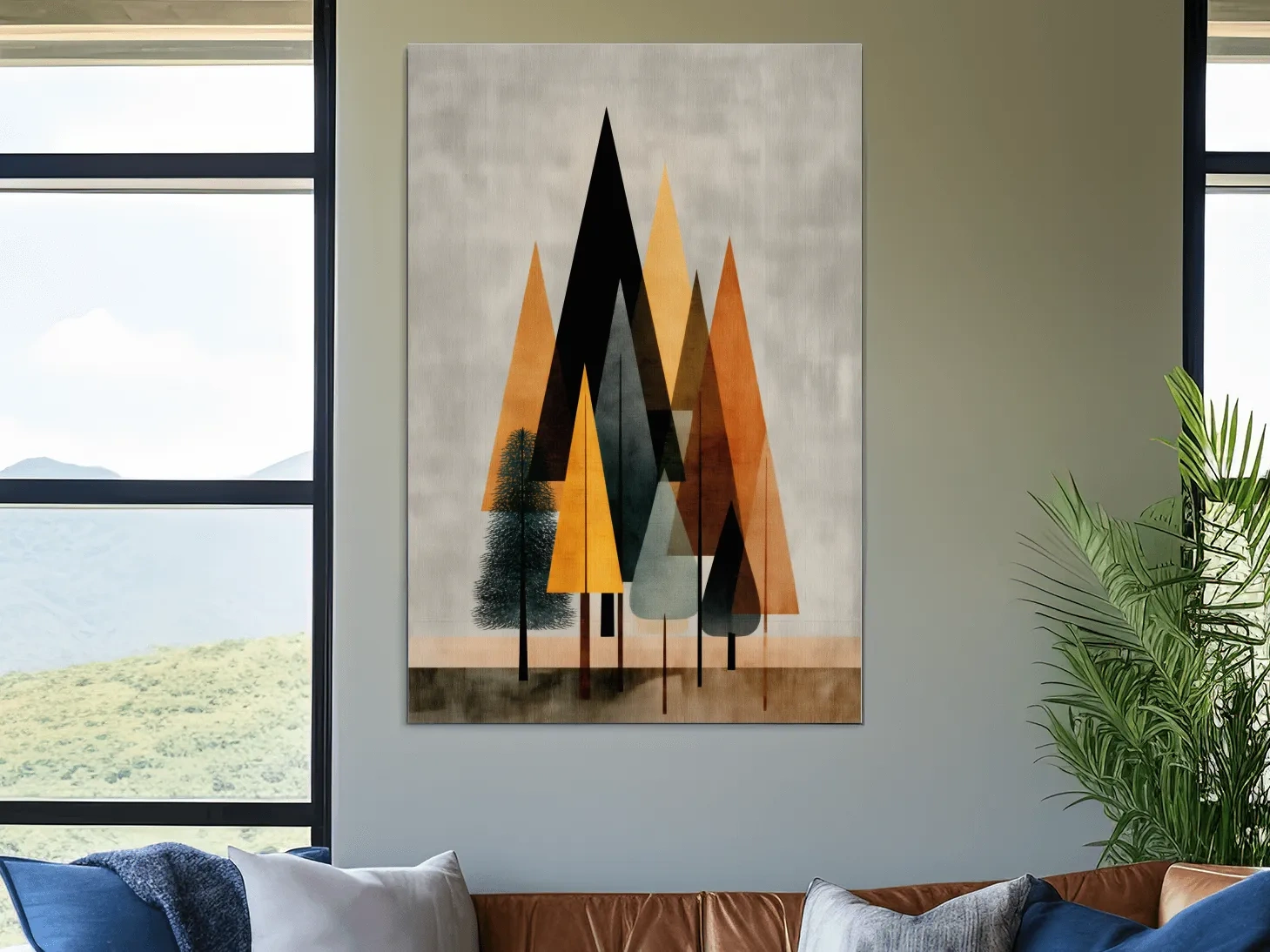 Minimalist Geometric Pine Tree Forest - Mid Century Modern Scandinavian Wall Art