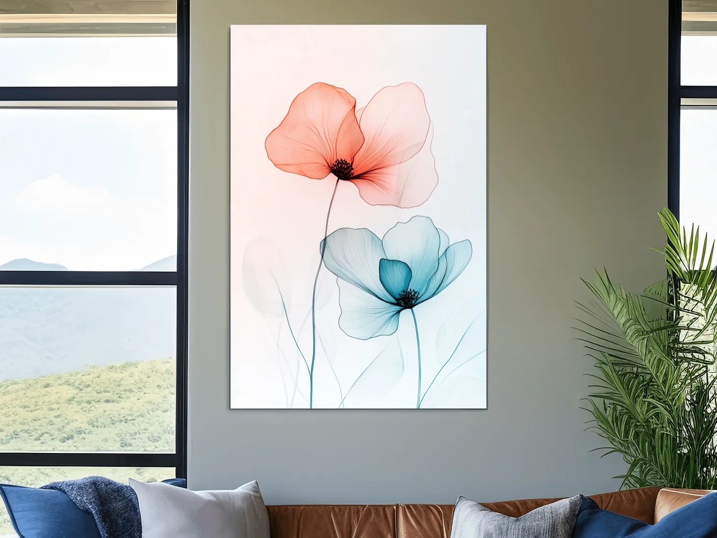 Minimalist Poppy Watercolor Print - Modern Botanical Floral Wall Art