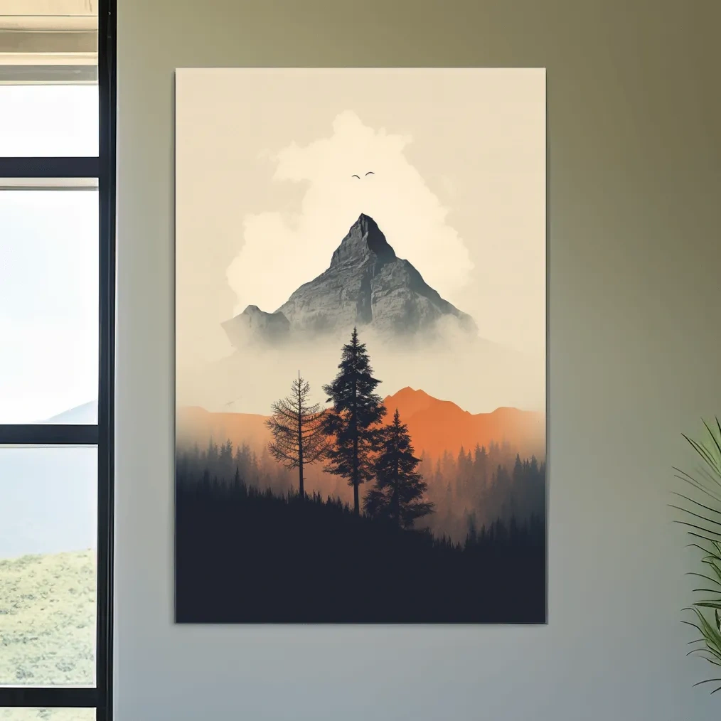 Minimal rustic mountain art