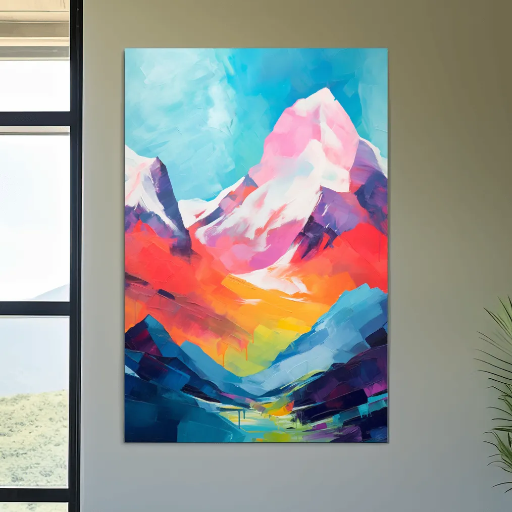 Colourful abstract mountain painting