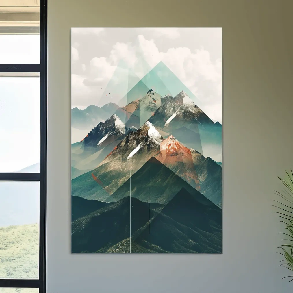 Geometric Alpine Mountain Peaks - Modern Abstract Landscape Wall Art