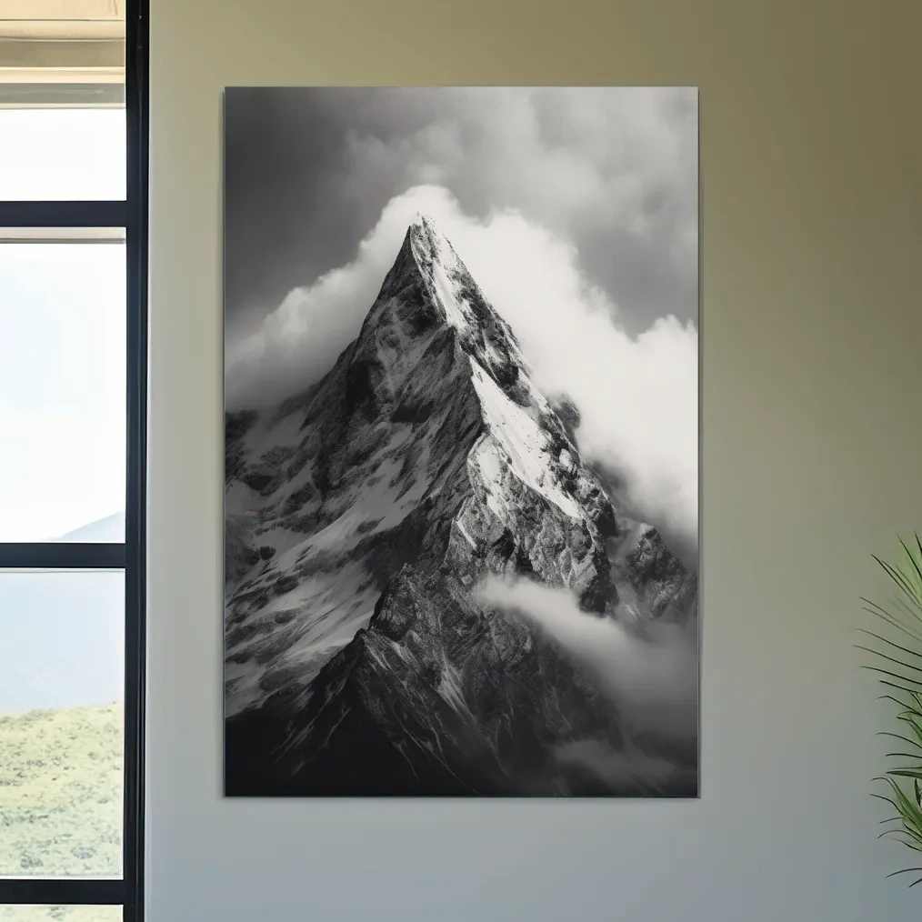 Moody Black And White Glacier Peak - Photographic Alpine Mountain Wall Art