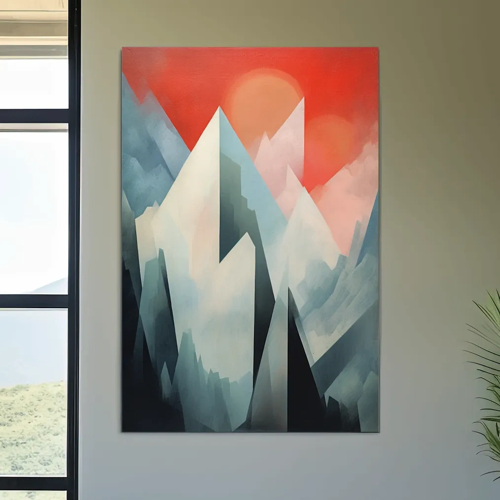 Abstract suprematism mountain painting