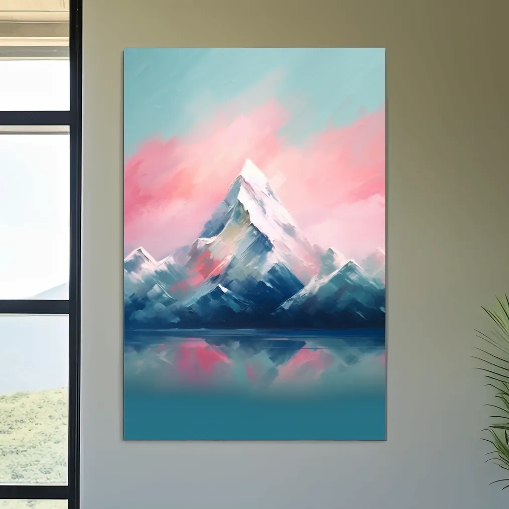 Abstract impressionist painting of a glacial lake