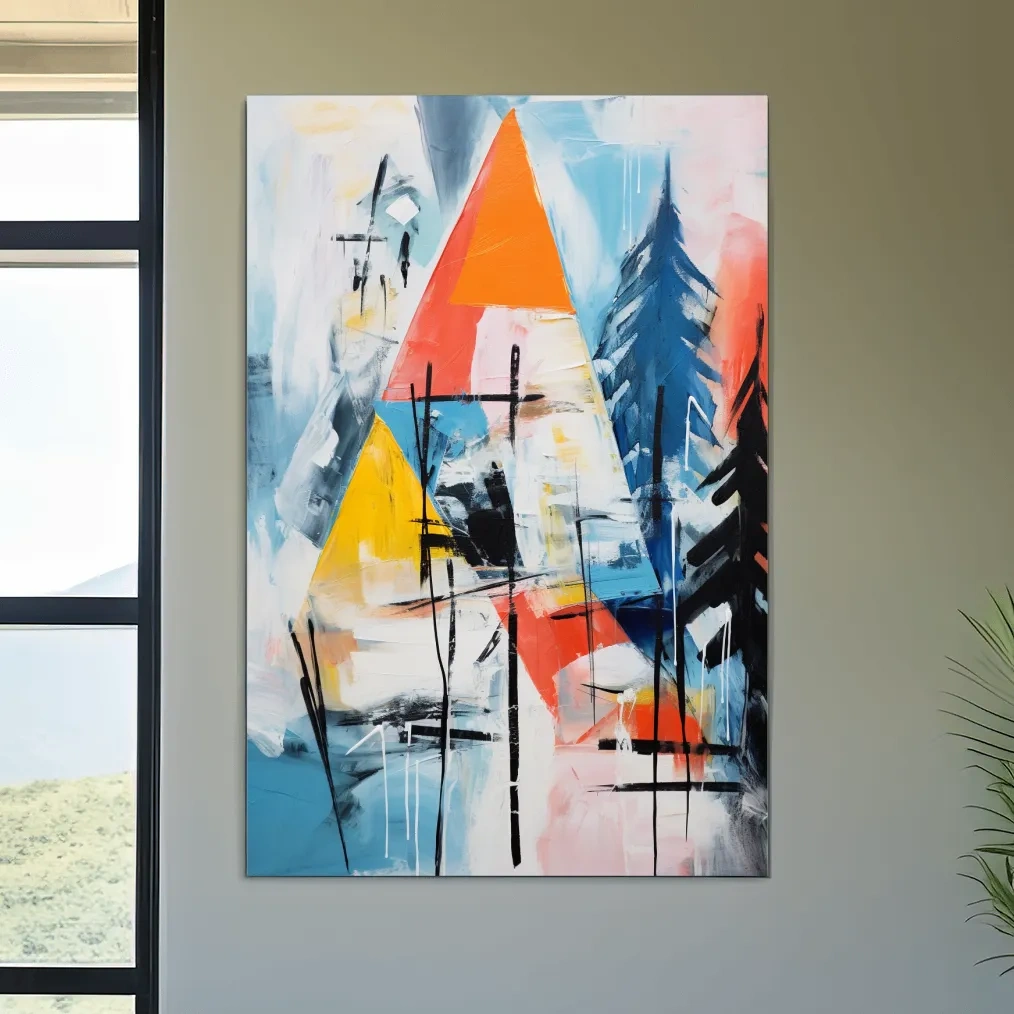 Abstract dripping mountain painting
