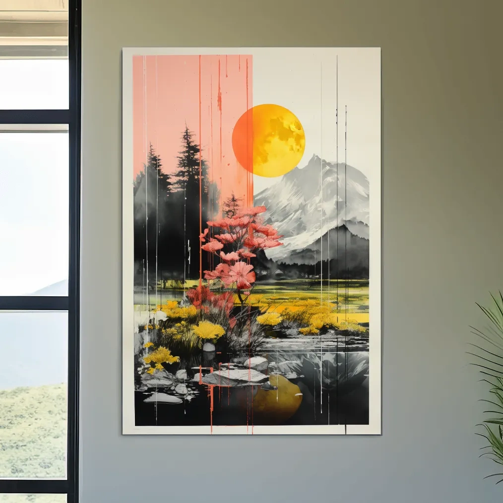 Colorful alpine flowers, illustrative artwork