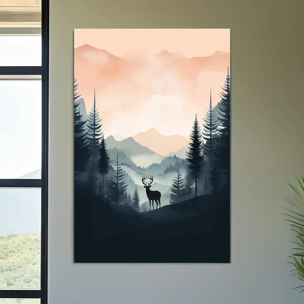 Silhouette of a deer, pastel illustration