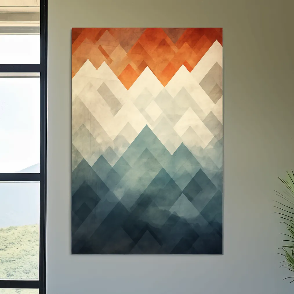 Mid century art, triangular mountain patterns