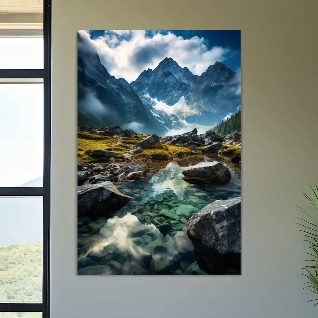 Photographic art of a pristine alpine glacial stream