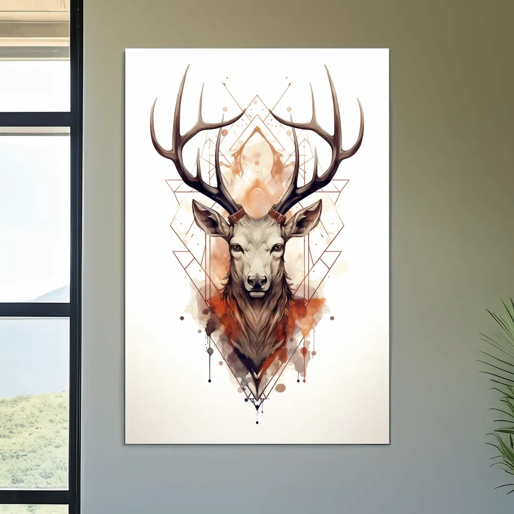 Ornate patterned illustration of a deers head
