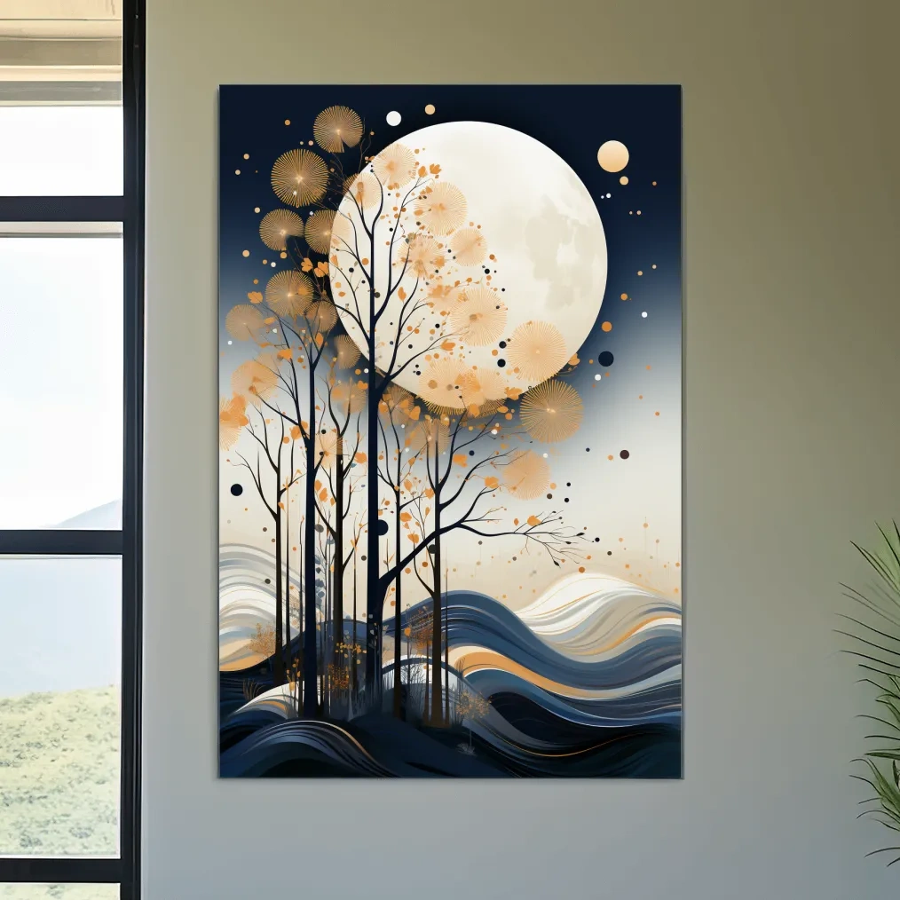 Elegant illustration of a forest under the night sky