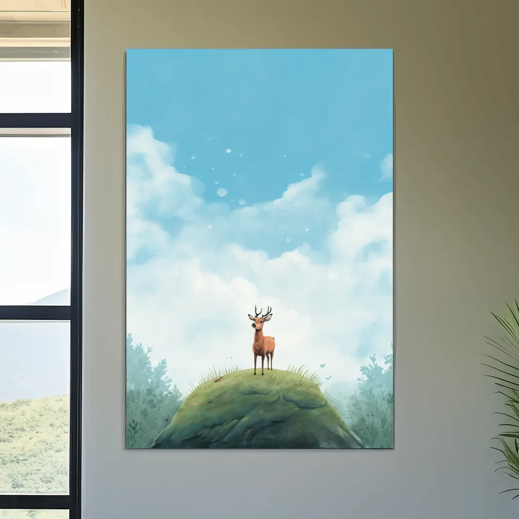 Bright illustration artwork of a cute deer