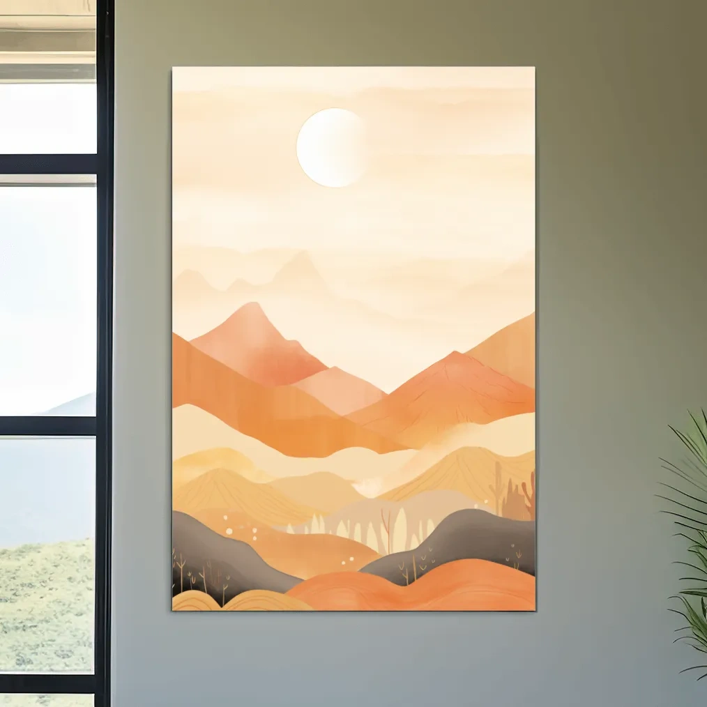 Watercolour illustration of subtle mountain shapes in the mist