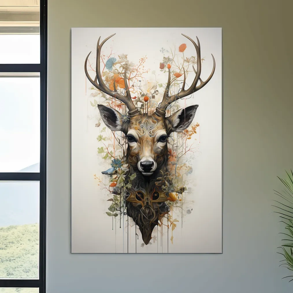 Elegant floral deer head art