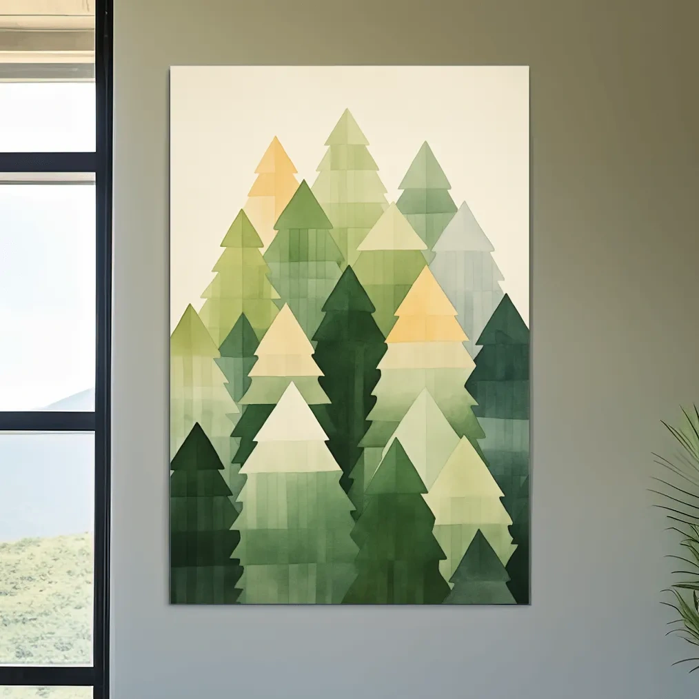 Rustic bohemian forest watercolor painting wall art